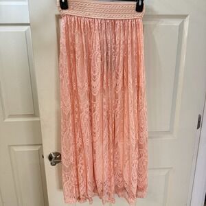 Anthropologie Me 2 Magic NWT Womens Maxi Skirt Pink Lace Romantic Boho‎ S